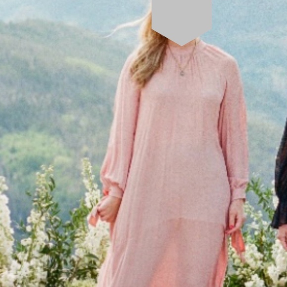 Zara pale pink ribbon sleeve midi gown bias cut - Picture 1 of 2